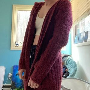 Large Maroon Cardigan Hippie Rose Brand